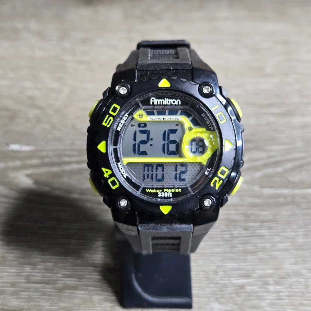 Armitron Men's All Sport Digital Watch 40/8249 Black Lime 330ft Water Resistant